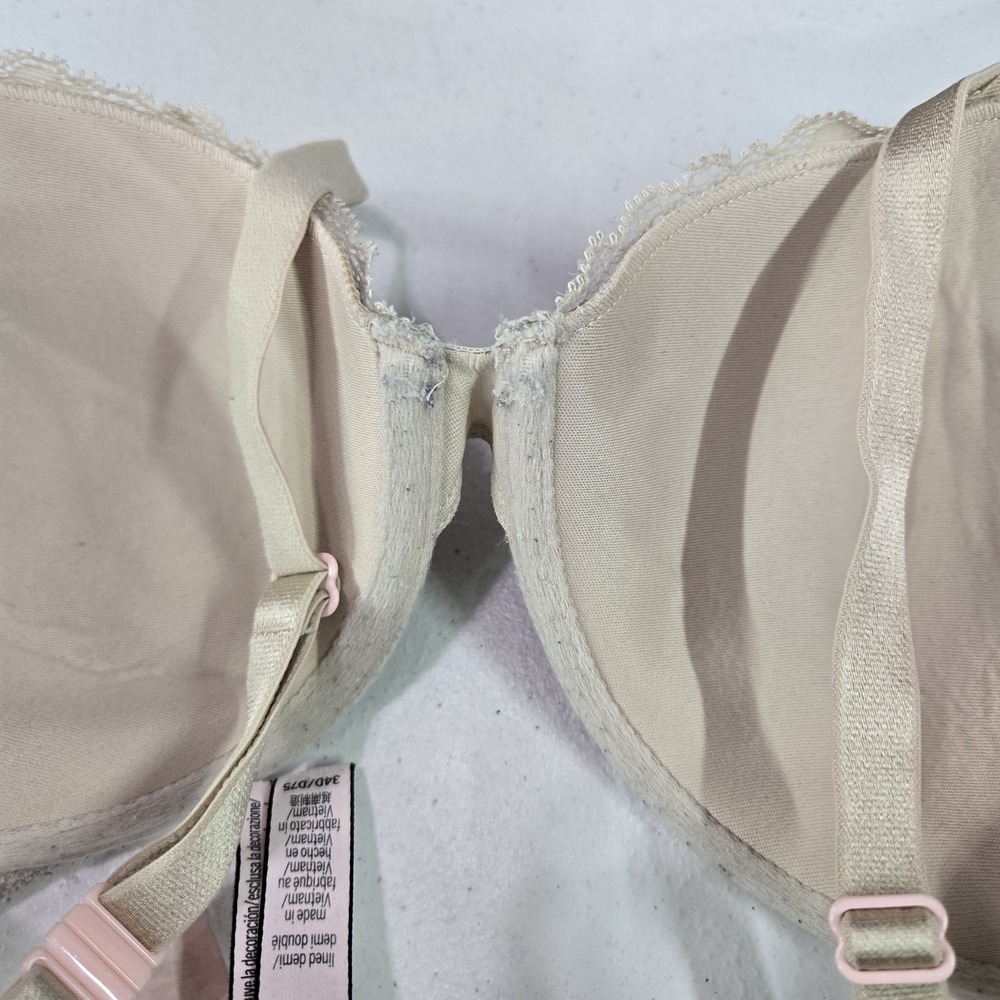 Victoria's Secret Women Bra 34D Beige Lined Demi Floral Underwired Lace‎ - Picture 10 of 11